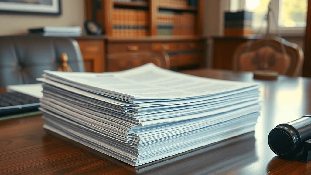 organized legal documents divorce legal rights marriage certificate bank statements lawyer table