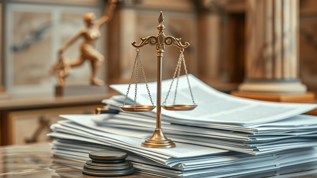 Scales of justice on legal documents symbolizing mediation vs court