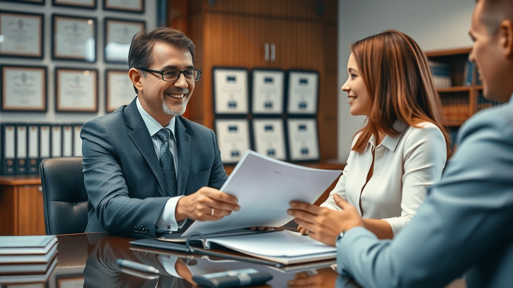 family law attorney explaining uncontested divorce settlement agreement