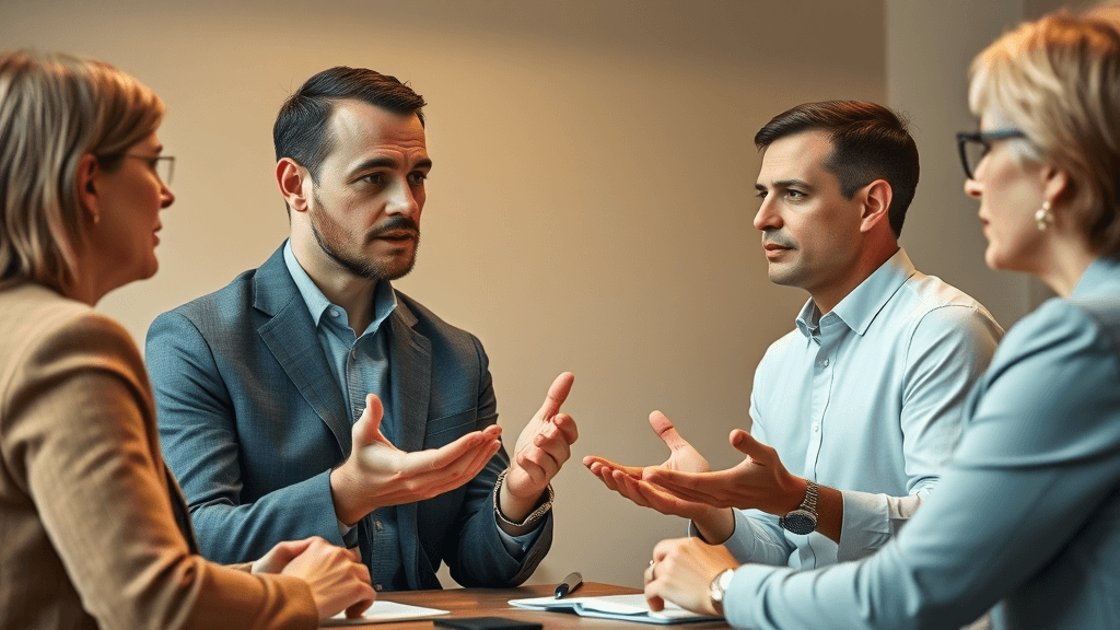 Divorce mediation session with mediator guiding spouses through divorce questions answered